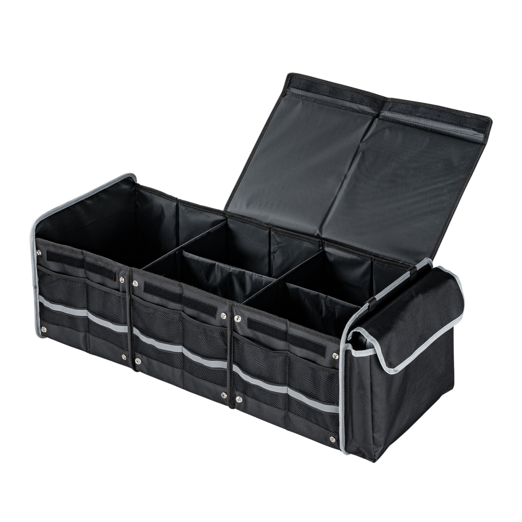 Multipurpose Collapsible Trunk Cargo Storage Box Waterproof 3 Compartments Car Organizer Black