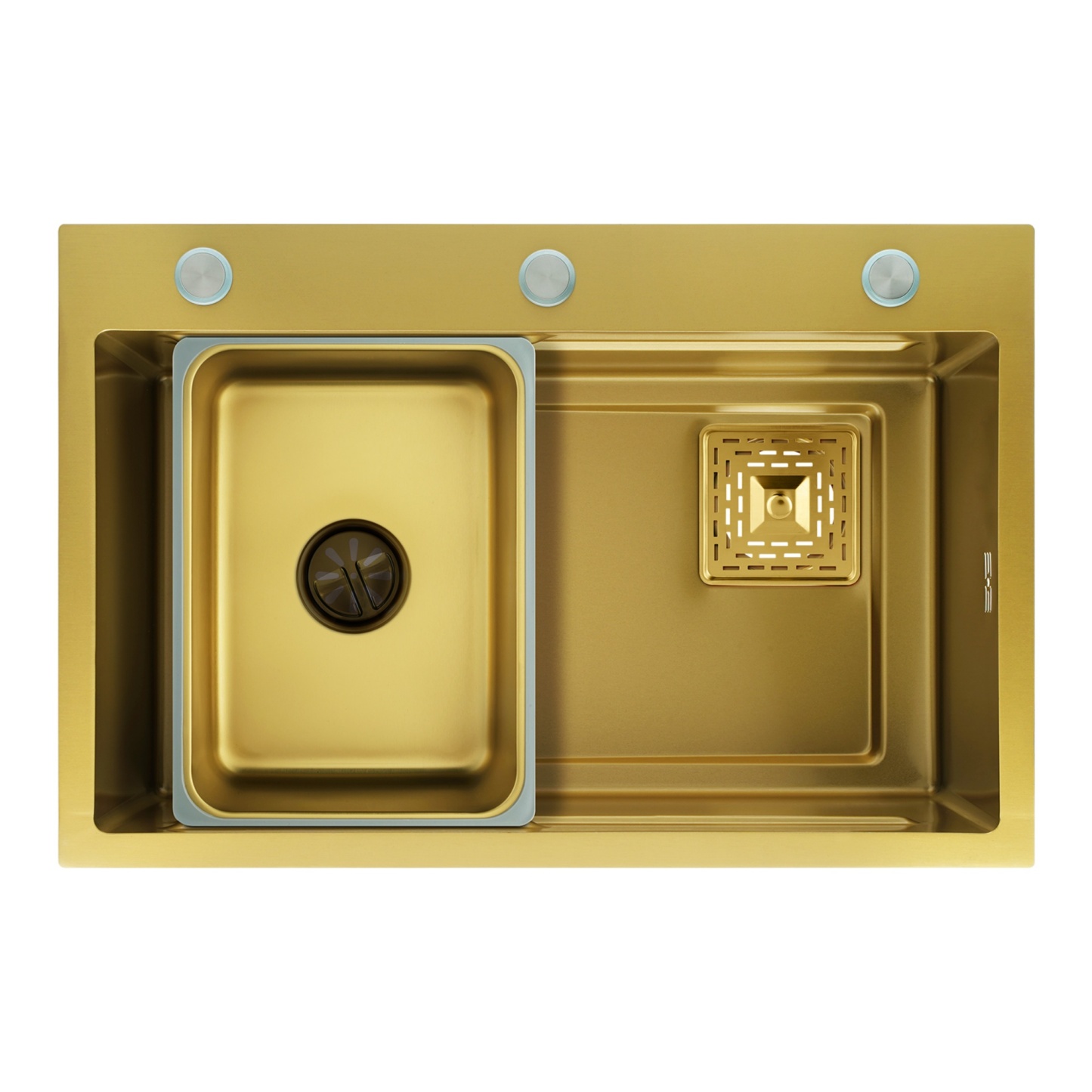 Stainless Steel Single Bowl Counter Top Control Kitchen Sink Smart Drainage Detachable Colander Satin Brush/Dark Grey/Yellow Gold