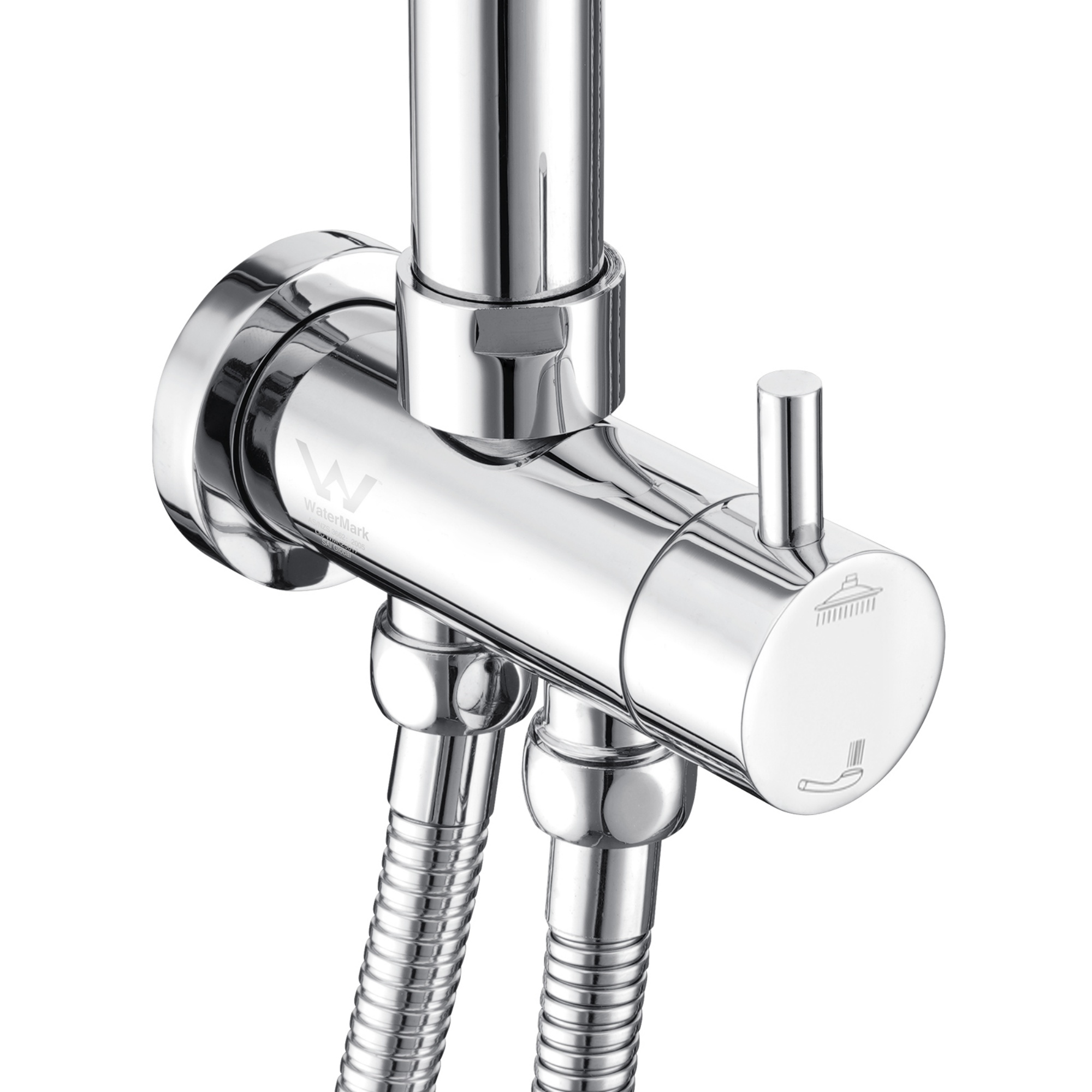 Bathroom Wall Mounted Round Gooseneck Adjustable Twin Shower Rail Body Wall Arm Shower Hose Diverter Sliding Rail Chrome/Matte Black