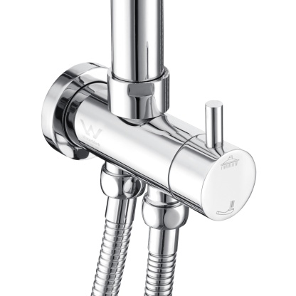 Bathroom Wall Mounted Round Gooseneck Adjustable Twin Shower Rail Body Wall Arm Shower Hose Diverter Sliding Rail Chrome/Matte Black