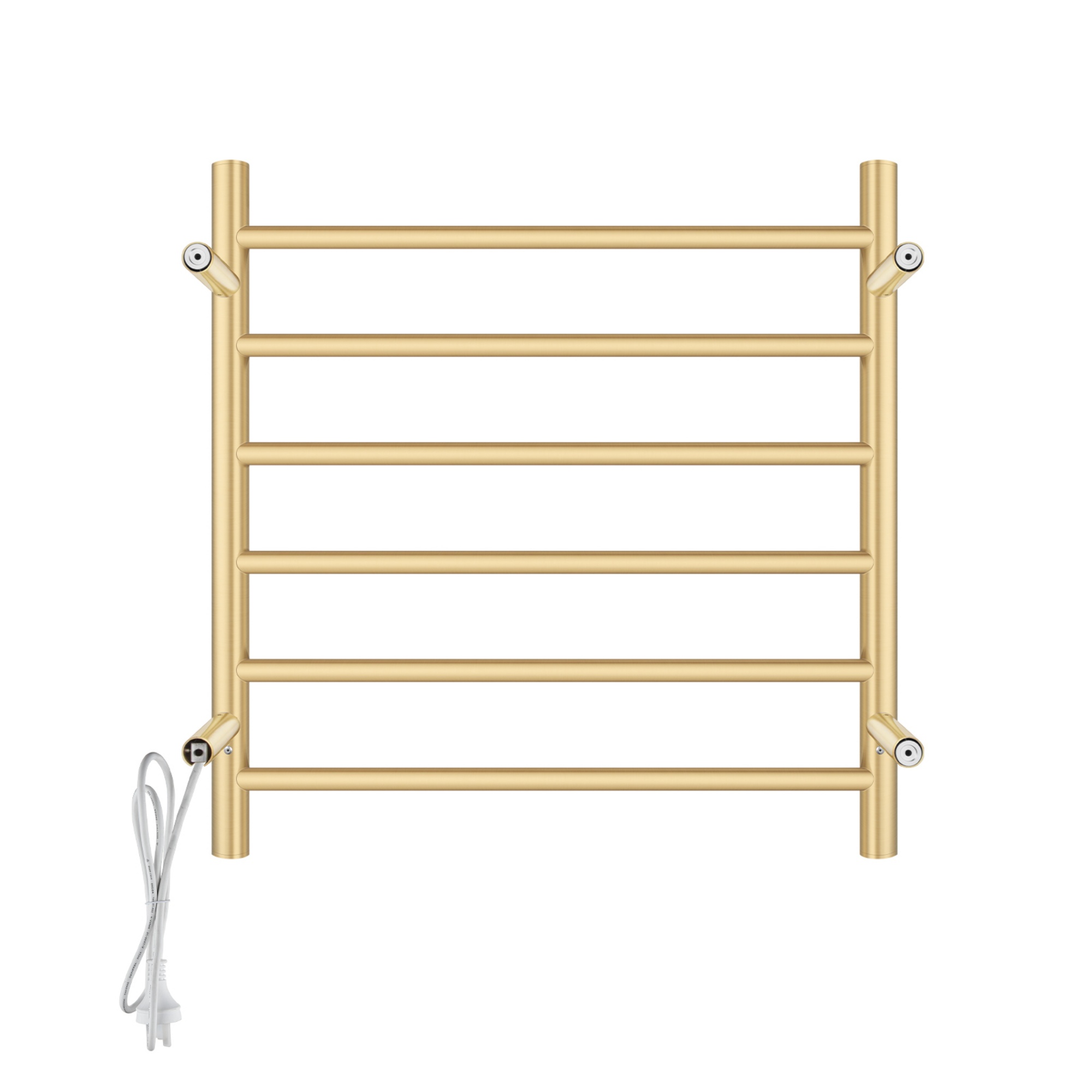 Round Aluminum Electric Heated Towel Rail Rack 6 Bars Bathroom Wall Mounted Warmer Towel Dryer Holder Hanger Silver/Black/Brushed Yellow Gold