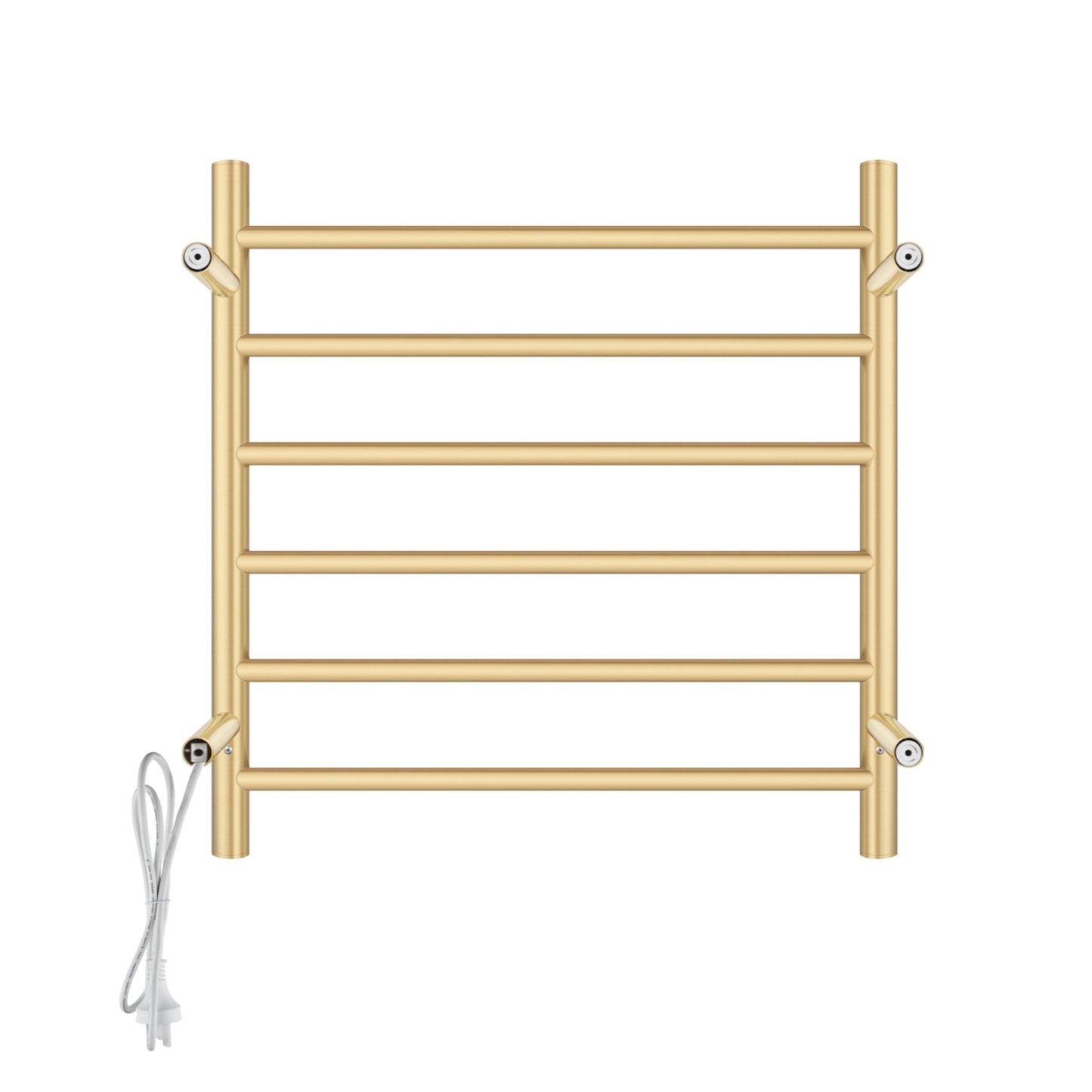 Round Aluminum Electric Heated Towel Rail Rack 6 Bars Bathroom Wall Mounted Warmer Towel Dryer Holder Hanger Silver/Black/Brushed Yellow Gold