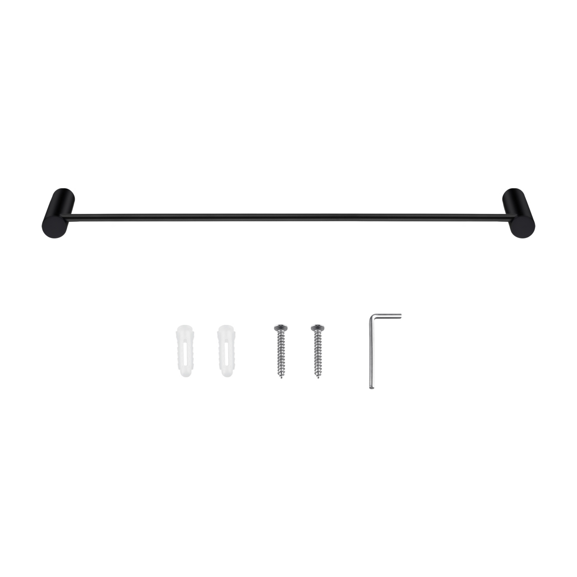 Round Stainless Steel 600mm Single Towel Rail Rack Bathroom Wall Mounted Towel Clothes Holder Hanger Chrome/Matte Black/Brushed Yellow Gold