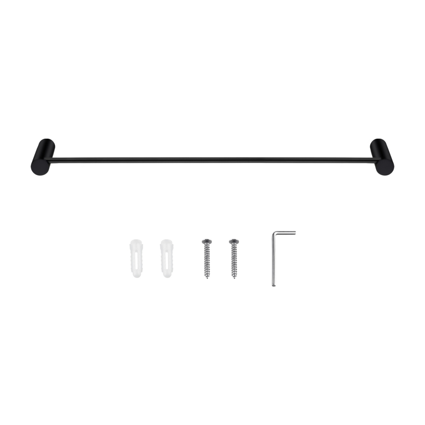 Round Stainless Steel 600mm Single Towel Rail Rack Bathroom Wall Mounted Towel Clothes Holder Hanger Chrome/Matte Black/Brushed Yellow Gold