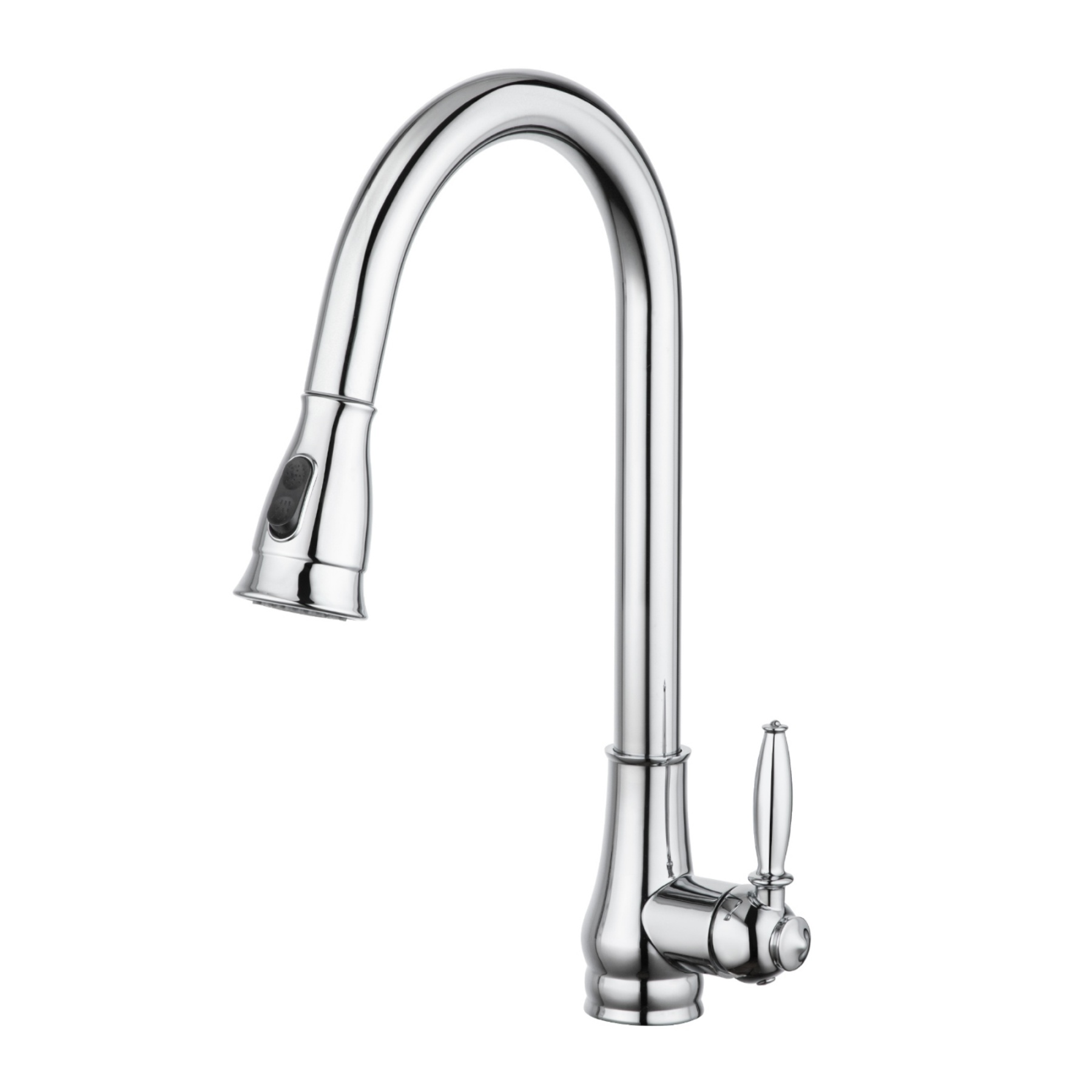 Round Pull-Out Kitchen Laundry Sink Mixer Tap 2 Function Spray 360° Swivel Faucet Chrome/Black