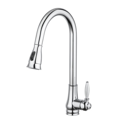 Round Pull-Out Kitchen Laundry Sink Mixer Tap 2 Function Spray 360° Swivel Faucet Chrome/Black