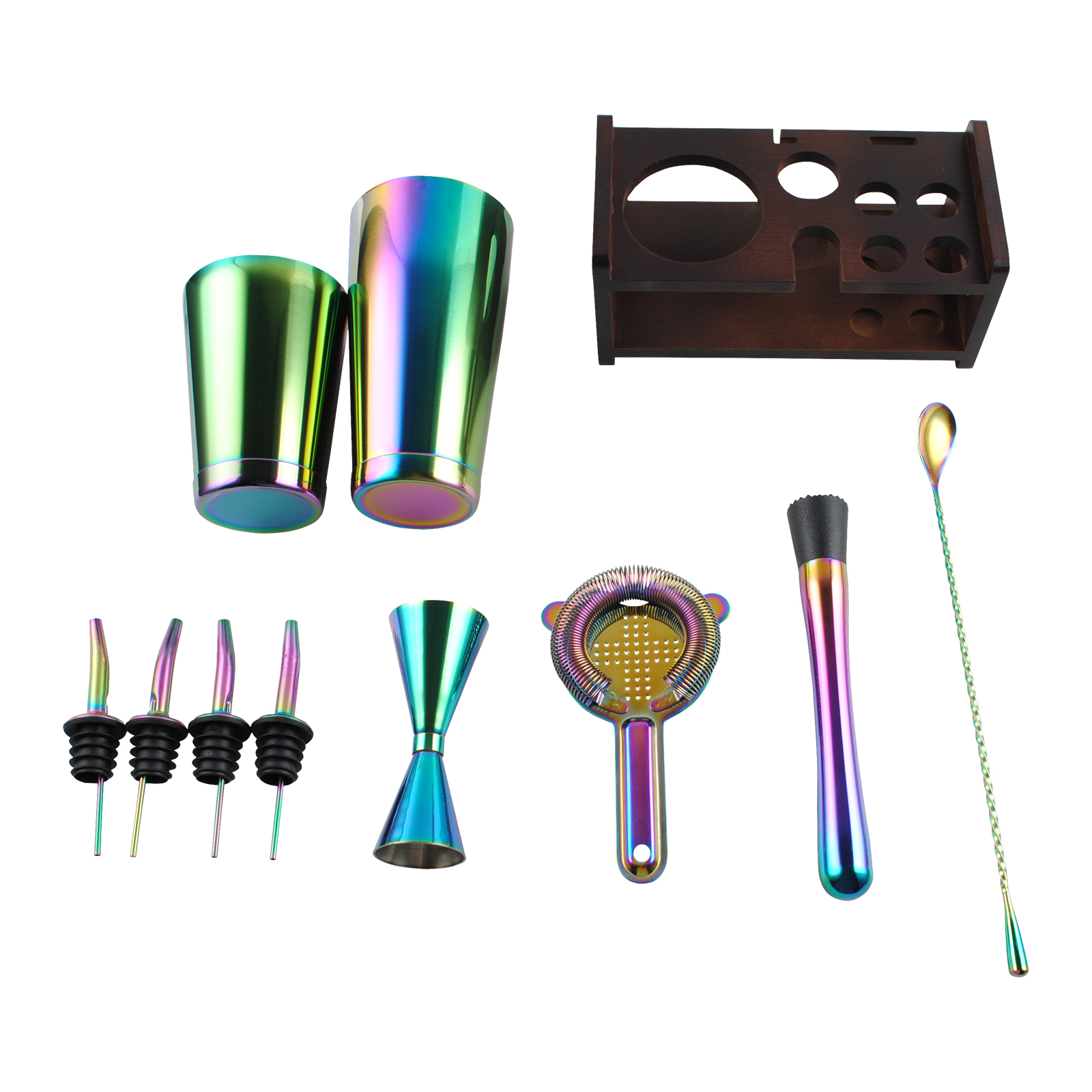 10pcs Cocktail Shaker Set Maker Mixer Martini Spirits Bar Strainer Bartender Kit