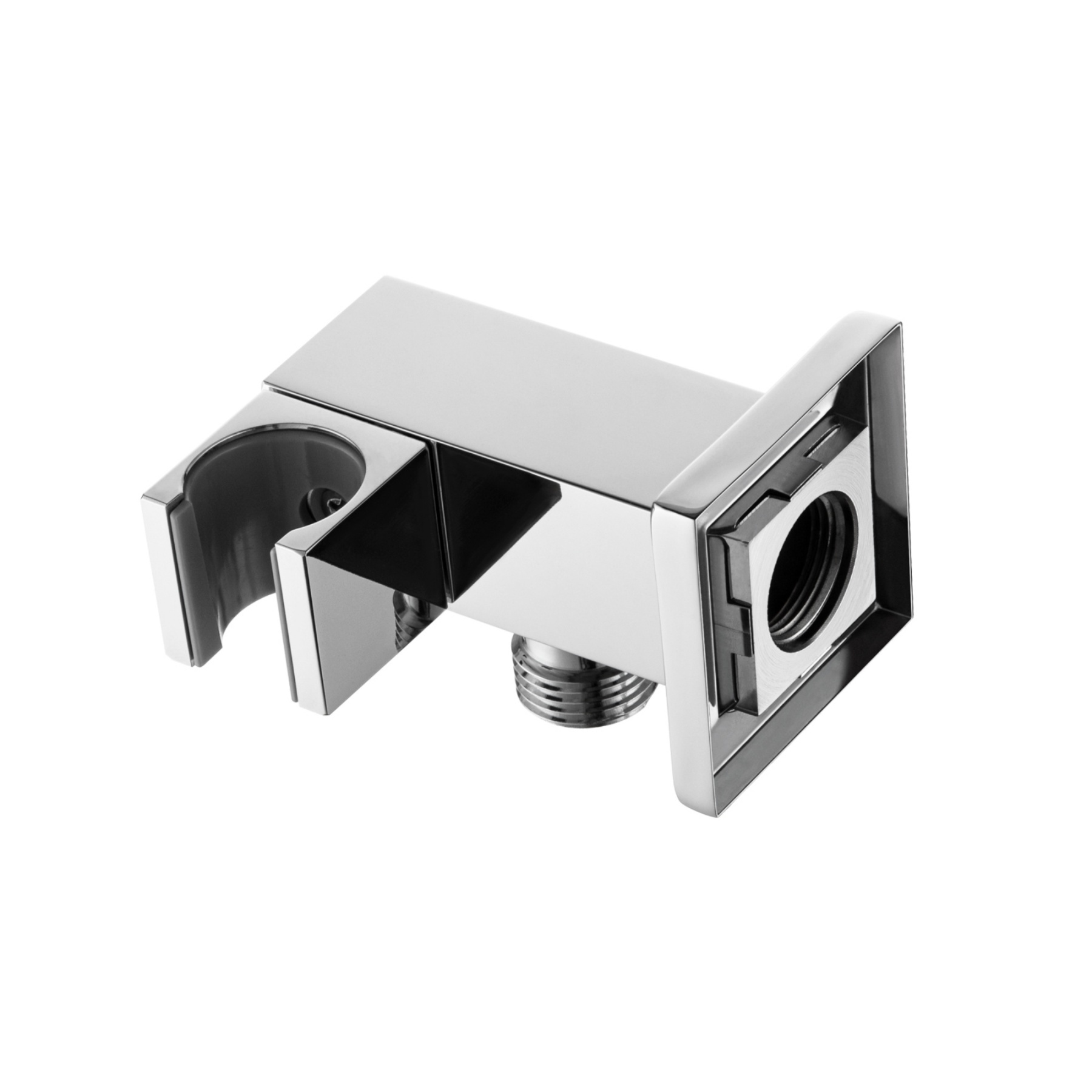 Bathroom Wall Mounted Square Swivel Handheld Shower Head Holder Bracket 1.5m Shower Hose Inlet Connector Chrome/Black