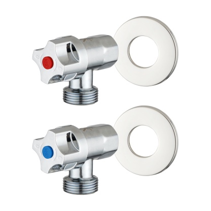 Round Brass Pair Laundry Washing Machine Taps 1/4 Turn Wall Twin Taps Hot and Cold Water Taps Chrome / Black