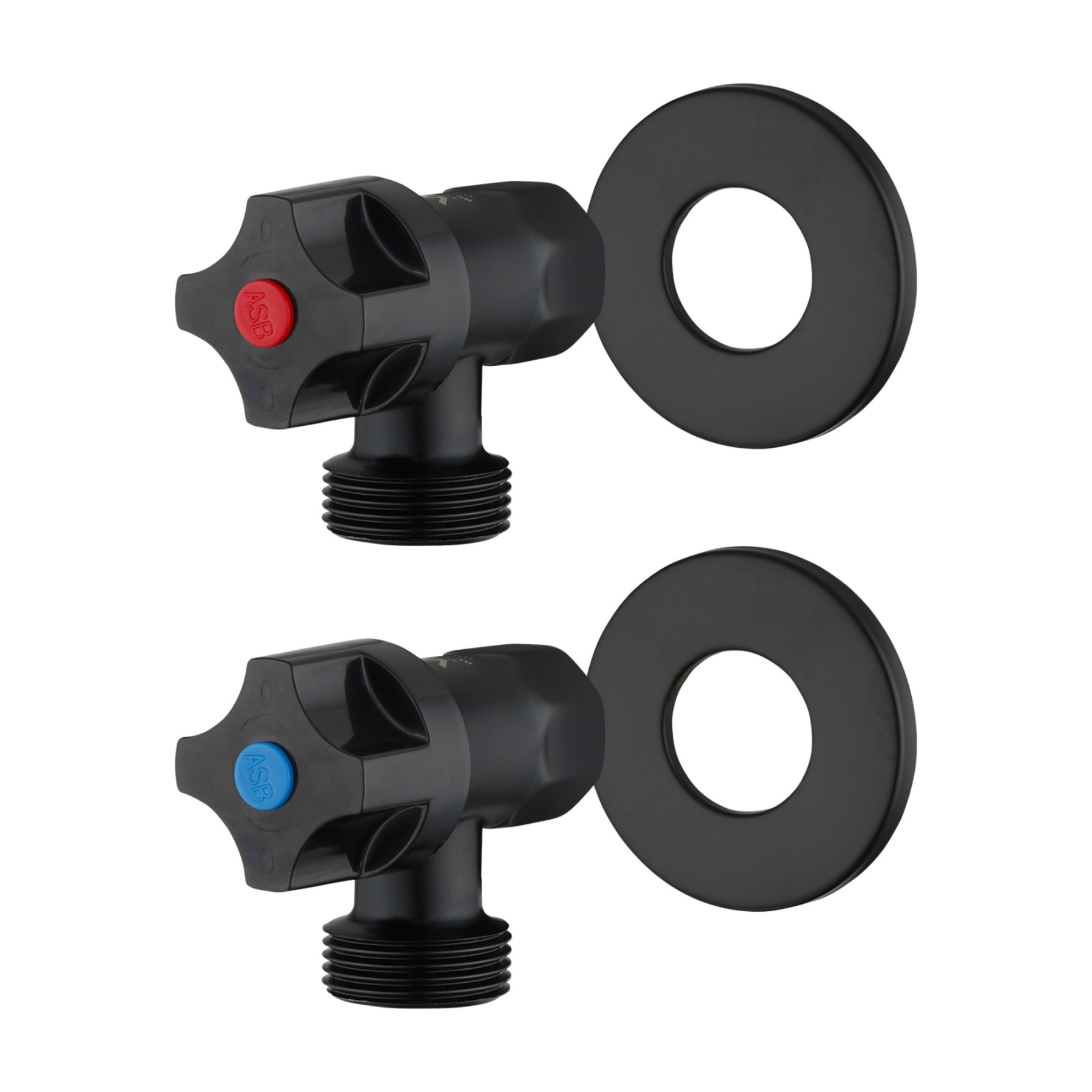 Round Brass Pair Laundry Washing Machine Taps 1/4 Turn Wall Twin Taps Hot and Cold Water Taps Chrome / Black