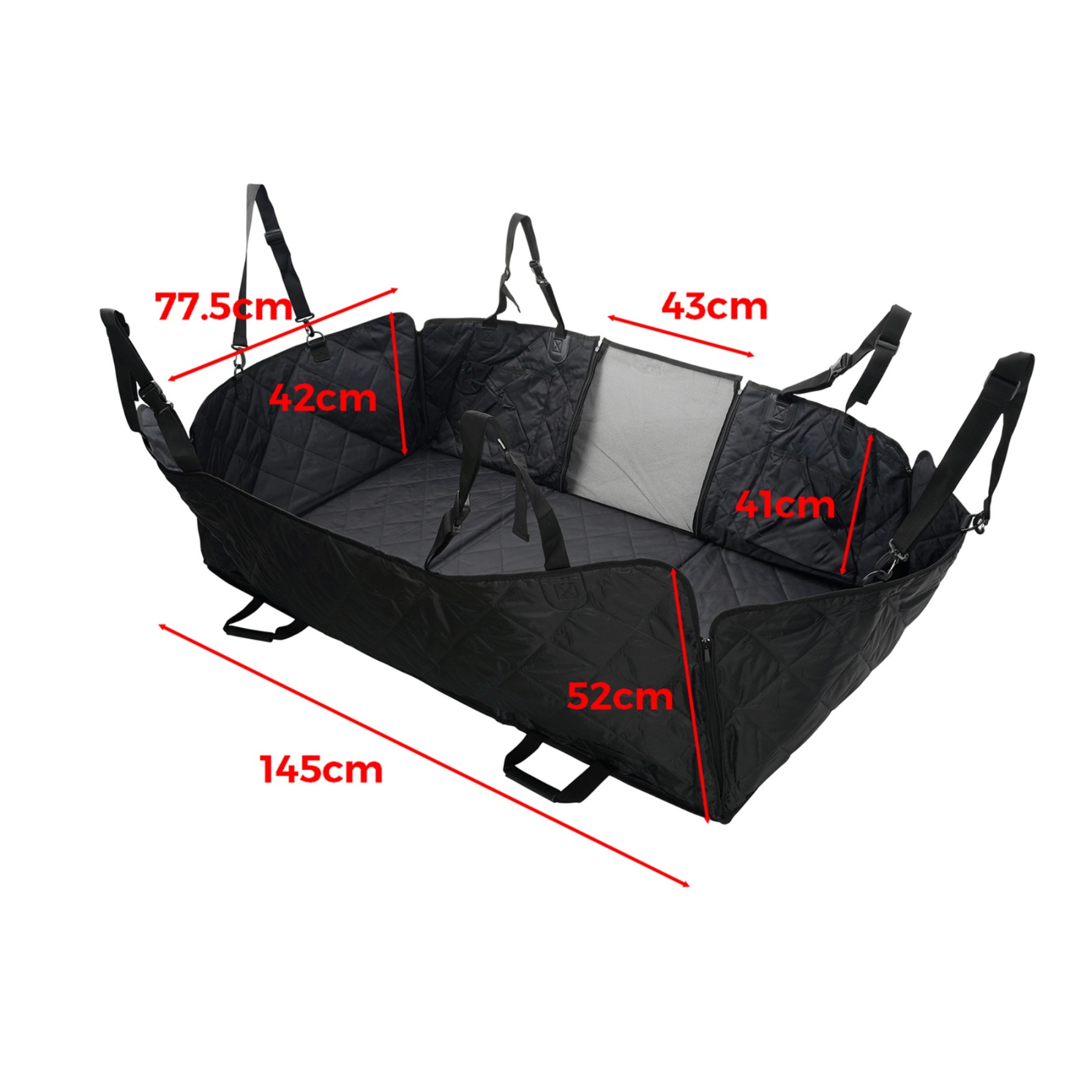 Large Water Proof Hard Bottom Pet Car Back Seat Cover Extendable Dog Cat Protector Mat Black/Grey