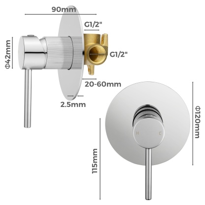 Bath Shower Knurled Round Brass Wall Mixer Tap Bathtub Bathroom Sink Basin Vanity Wall Spout Valve Chrome/Black