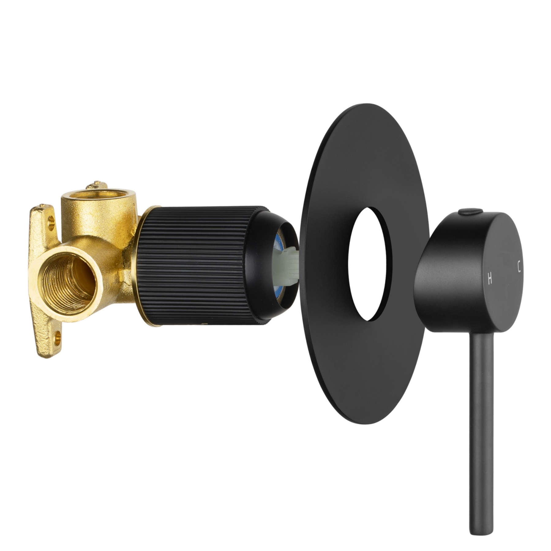 Bath Shower Knurled Round Brass Wall Mixer Tap Bathtub Bathroom Sink Basin Vanity Wall Spout Valve Chrome/Black