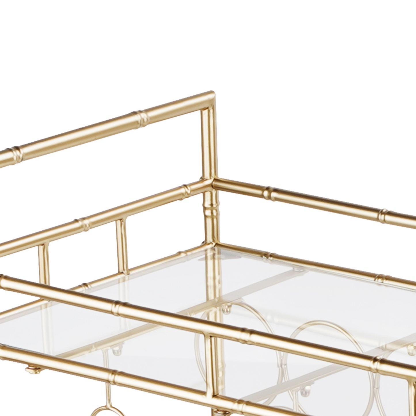 2 Tier Kitchen Island Food Fruit Serving Trolley Rolling Wine Bear Drinks Holder Bar Cart Glass Tabletop