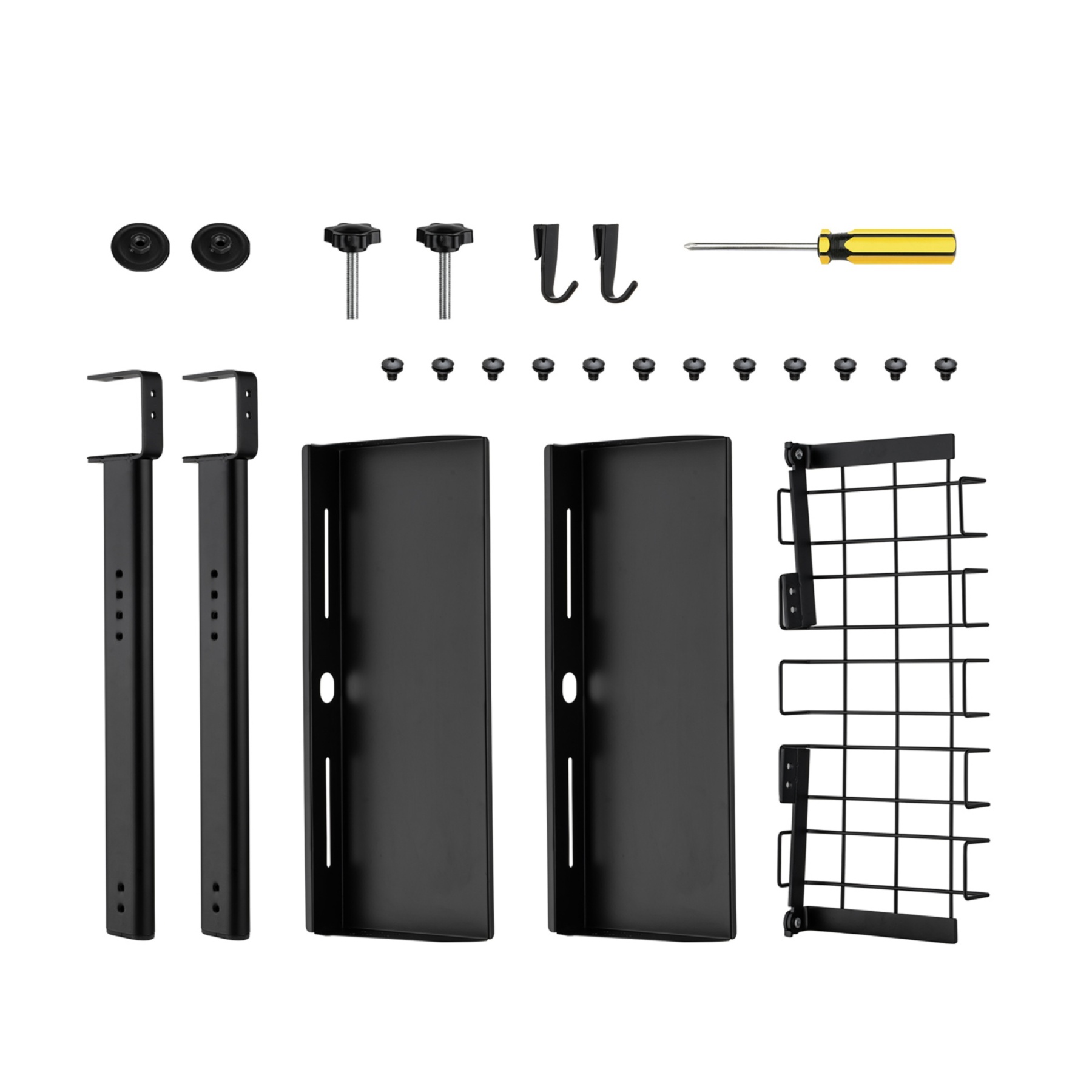 Clamp-on Cable Management Tray Desk Shelf Rack Under Desk Cable Holder Organizer Storage Rack Black