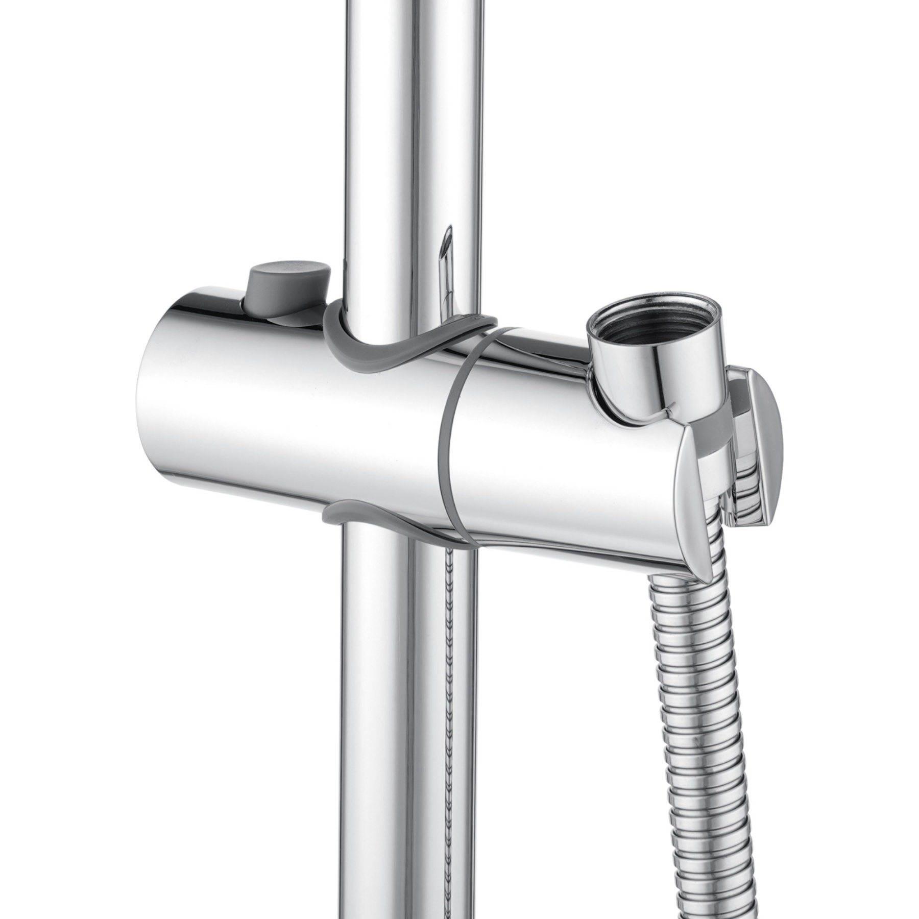 Bathroom Wall Mounted Round Gooseneck Adjustable Twin Shower Rail Body Wall Arm Shower Hose Diverter Sliding Rail Chrome/Matte Black