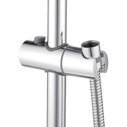 Bathroom Wall Mounted Round Gooseneck Adjustable Twin Shower Rail Body Wall Arm Shower Hose Diverter Sliding Rail Chrome/Matte Black