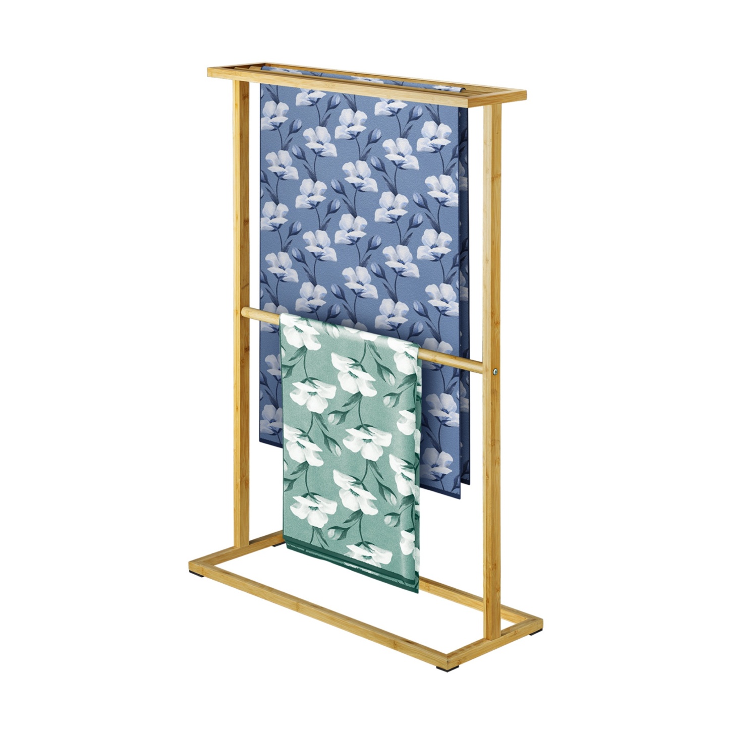 Bathroom Freestanding Bamboo Towel Drying Organizer Rail Rack Clothes Storage Hanger Holder 