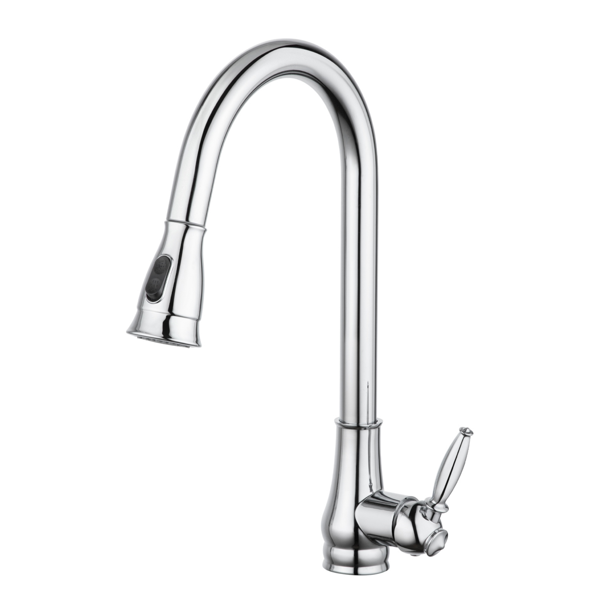 Round Pull-Out Kitchen Laundry Sink Mixer Tap 2 Function Spray 360° Swivel Faucet Chrome/Black