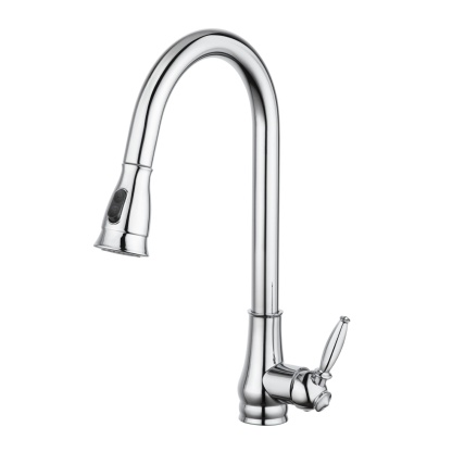 Round Pull-Out Kitchen Laundry Sink Mixer Tap 2 Function Spray 360° Swivel Faucet Chrome/Black