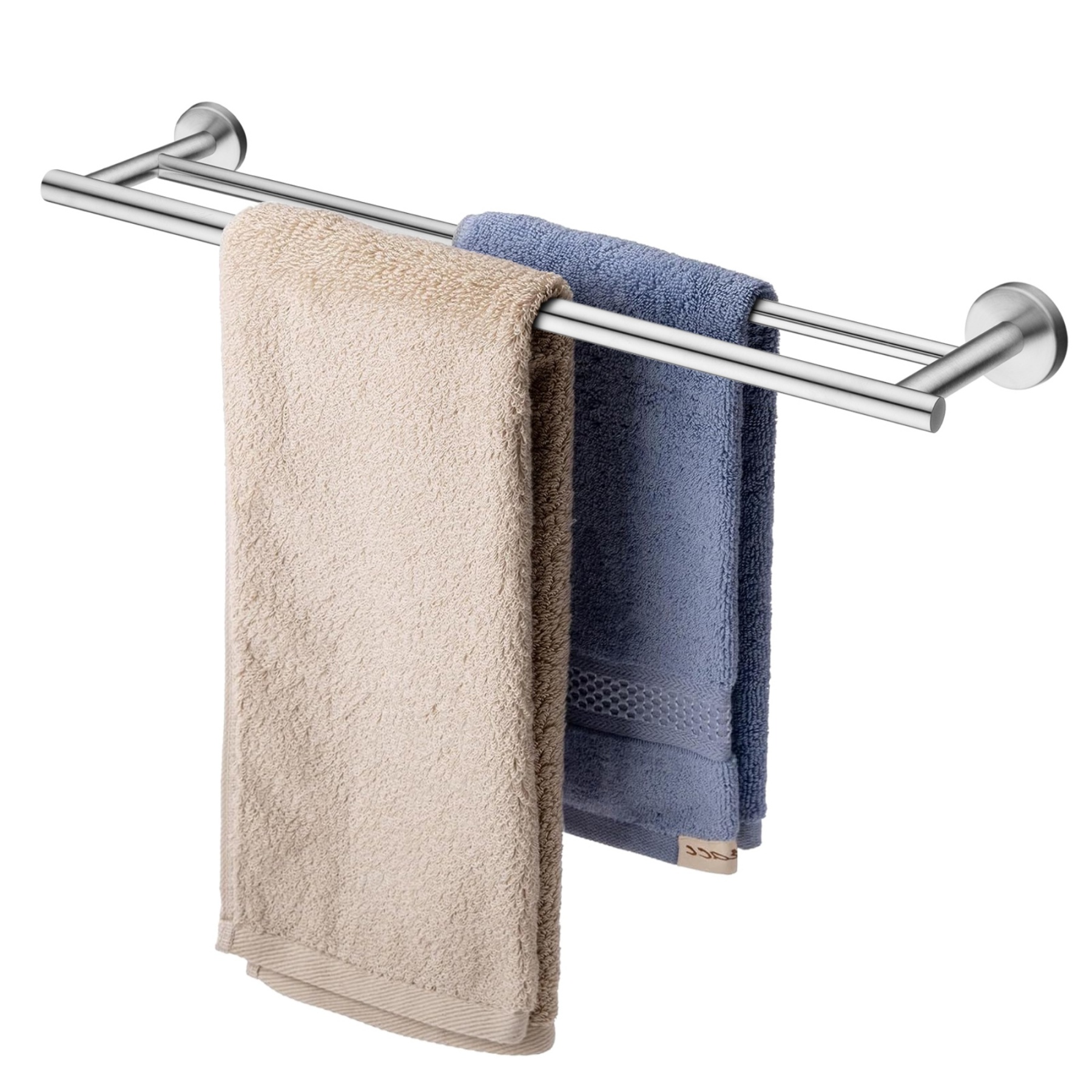 755mm Stainless Steel Double Towel Rack Bathroom Round Brushed Nickel Double Bars Towel Rail Holder