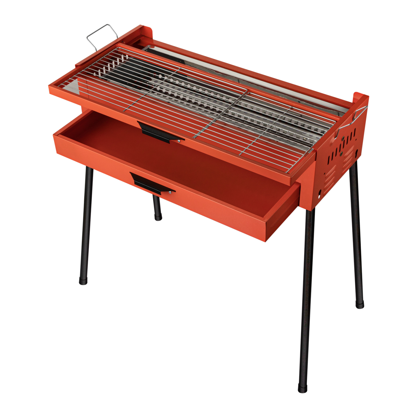 Portable Stainless Steel Charcoal Barbecue BBQ Grill Portable Outdoor Camping Picnic Smoker 85x28x77cm