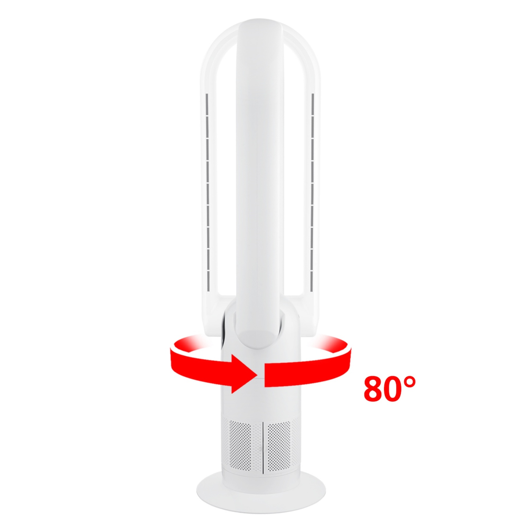 9 Speeds Freestanding Bladeless Oscillation Tilt  Fan Cool Hot Air Purification Remote Control White/Silver & Grey