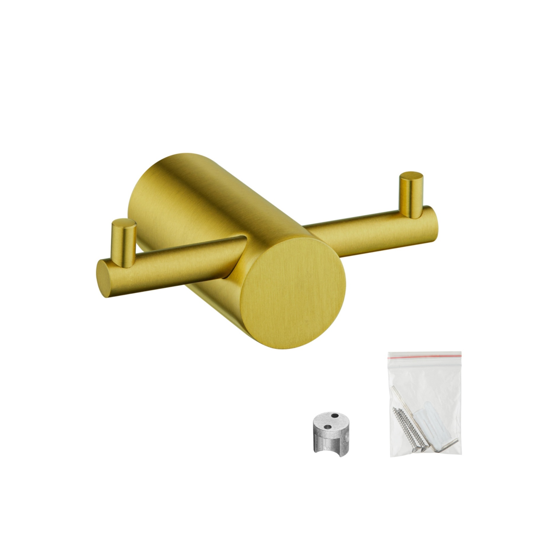 Bathroom Round Stainless Steel Robe Hook Wall Mounted Double Towel Clothes Hanger Holder Chrome/Matte Black/Brushed Yellow Gold