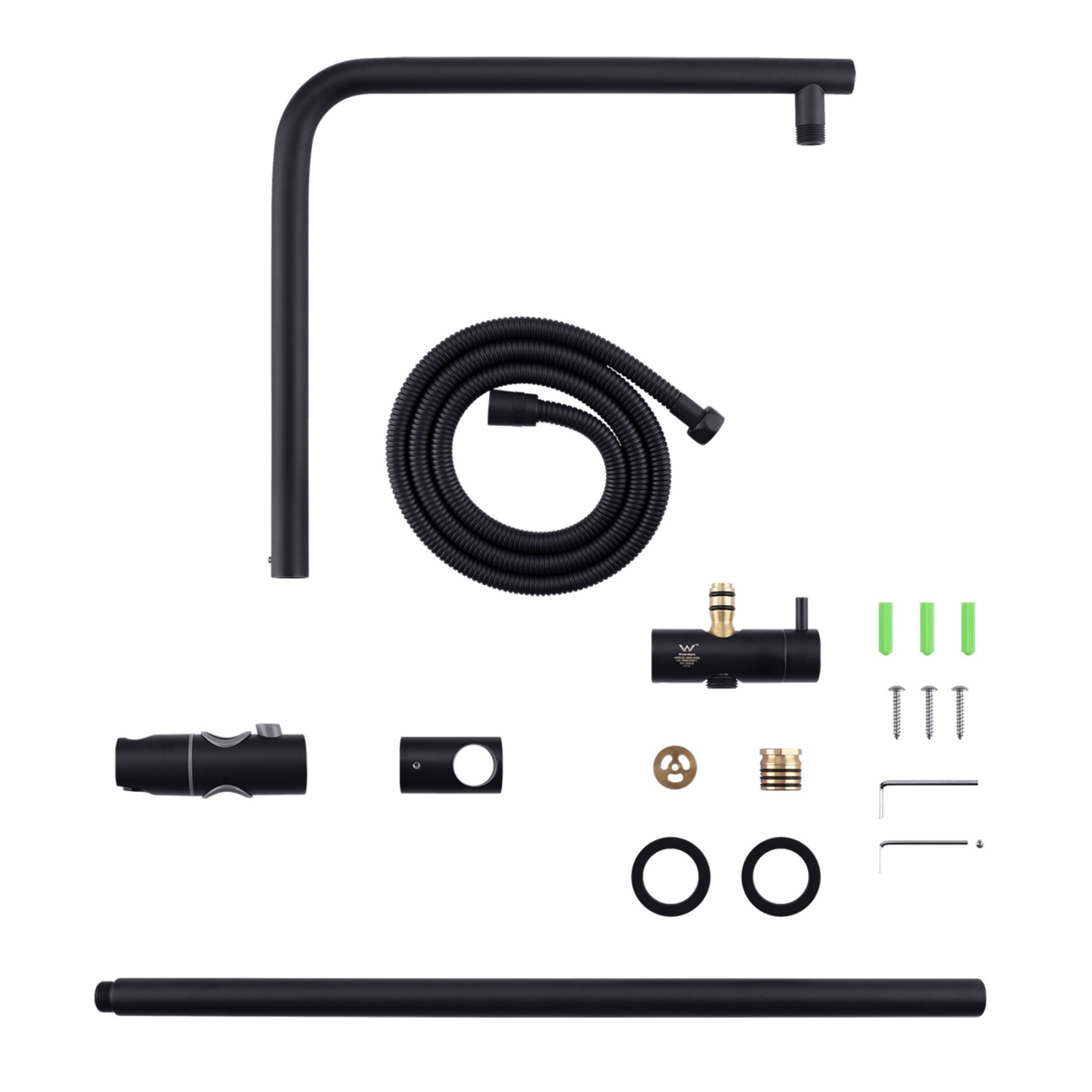 Chrome Round Twin Shower Head Rail Body Sliding Rail Wall Arm Diverter Shower Hose for Handheld Shower Head 