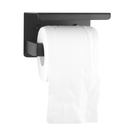 Stainless Steel Toilet Paper Roll Holder Bathroom Wall Mounted Toilet Tissue Storage Hook With Cover Chrome/Black