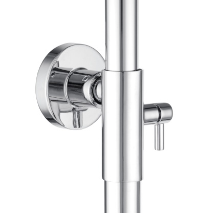 Bathroom Wall Mounted Round Gooseneck Adjustable Twin Shower Rail Body Wall Arm Shower Hose Diverter Sliding Rail Chrome/Matte Black