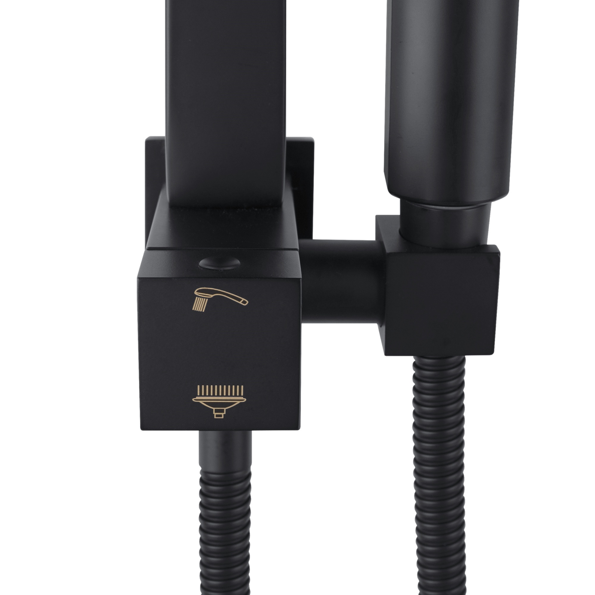 Bathroom 8“ Rectangle Rain Twin Shower Set Super Thin Overhead Shower Head 3 Function Hand-held Shower Rose Gooseneck Shower Arm Chrome/Black