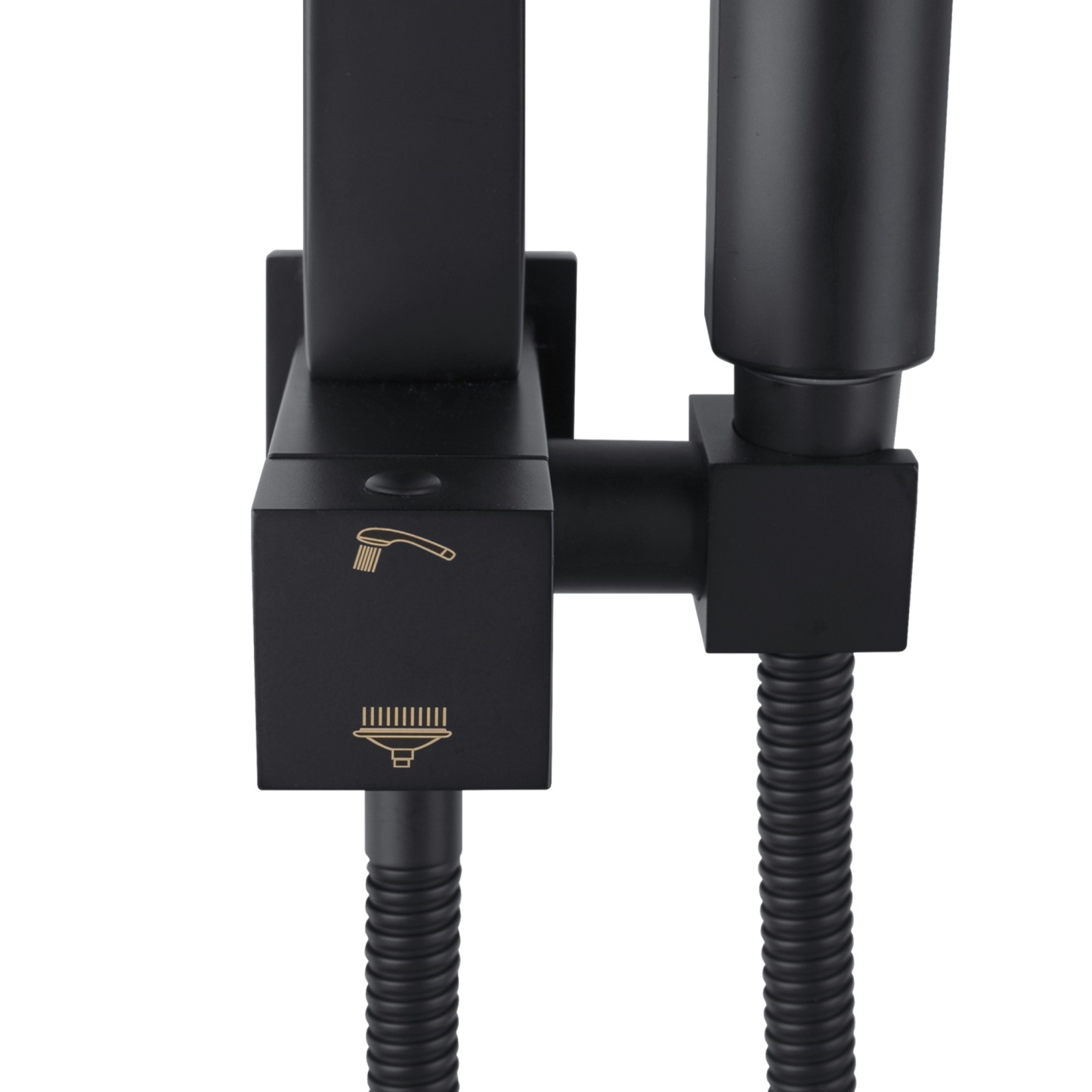 Bathroom 8“ Rectangle Rain Twin Shower Set Super Thin Overhead Shower Head 3 Function Hand-held Shower Rose Gooseneck Shower Arm Chrome/Black