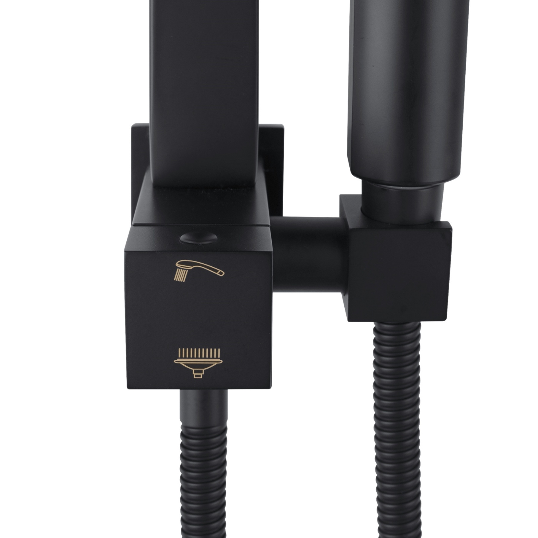 Bathroom 8“ Rectangle Rain Twin Shower Set Super Thin Overhead Shower Head 3 Function Hand-held Shower Rose Gooseneck Shower Arm Chrome/Black