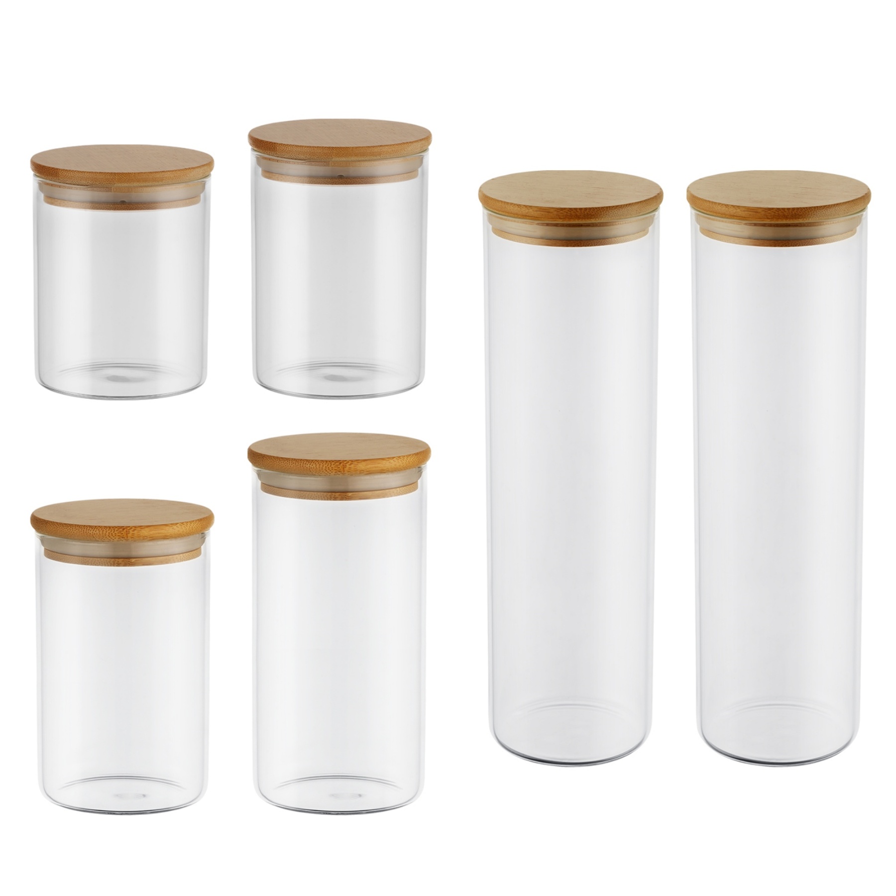 6PCs Airtight Glass Preserving Jars Candy Tea Coffee Bean Storage Container Canning Bottle Food Container
