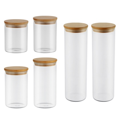 6PCs Airtight Glass Preserving Jars Candy Tea Coffee Bean Storage Container Canning Bottle Food Container