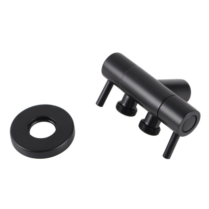 Brass Wall Mounted Dual Water Flow Control Bathroom Toilet Bidet Cistern Valve Stop Adapter Chrome/Black