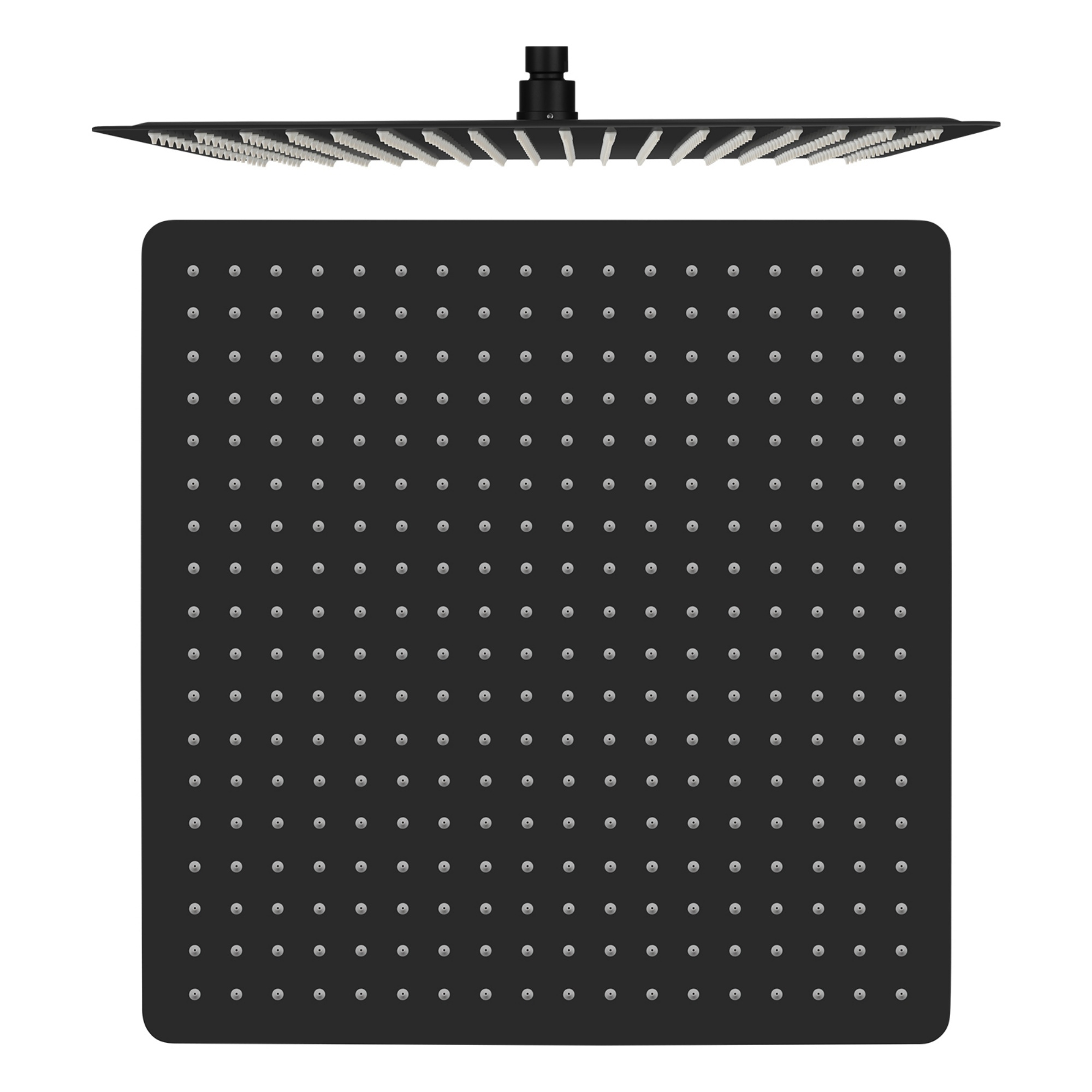 400mm 16'' Bathroom Square Stainless Steel Overhead Shower Head Super Thin Rainfall Bath Rose Black/Chrome