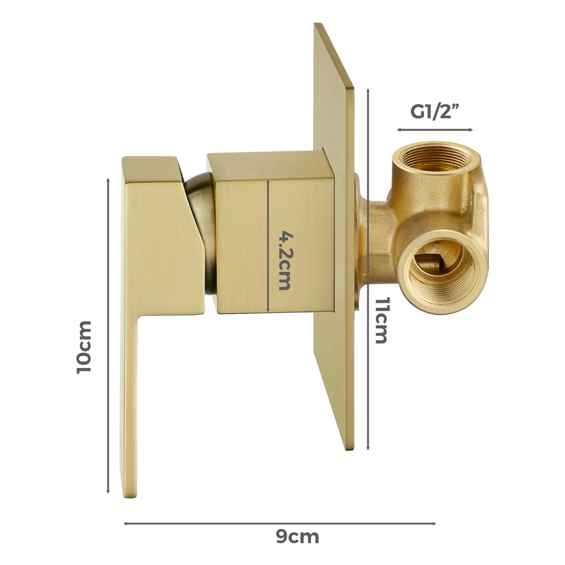 Square Brass Built-in Bath Shower Mixer Tap Bathroom Basin Sink Flick Mixer Tap Chrome / Matte Black / Brushed Yellow Gold / Gunmetal Grey