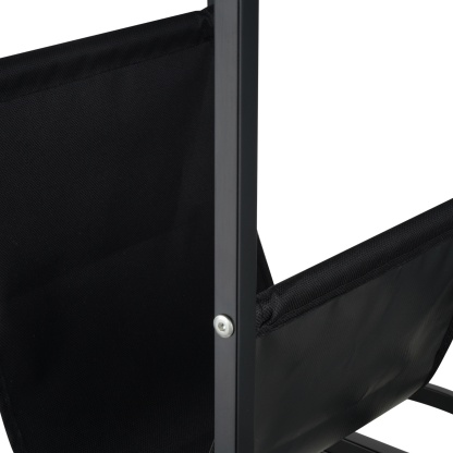 Oval Glass Tabletop Coffee Side Table Bedside Table with Magazine Storage Holder Black