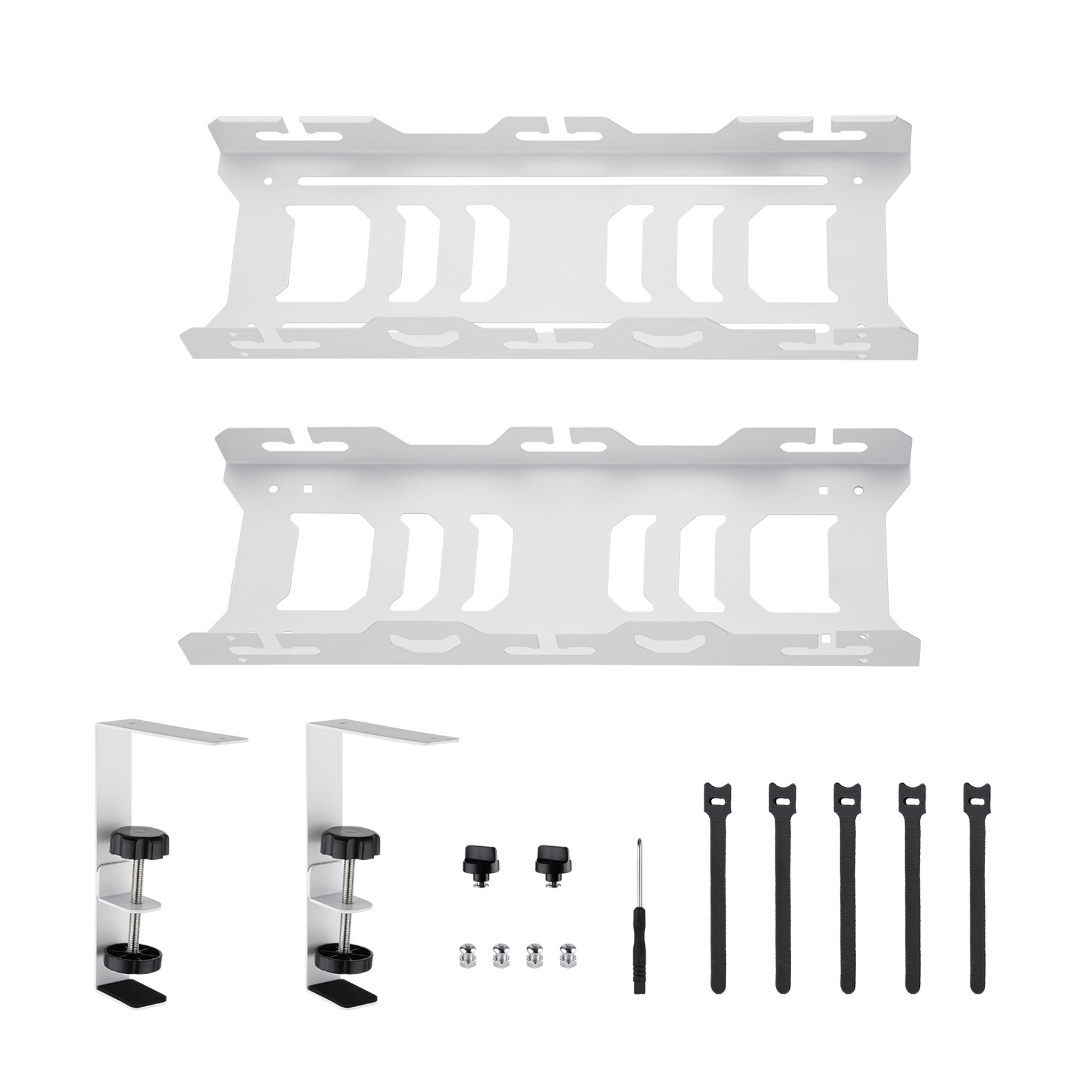 Extendable 45-72cm Under Desk Cable Management Tray Single Layer Cord Wire Power Holder Organizer White/Black