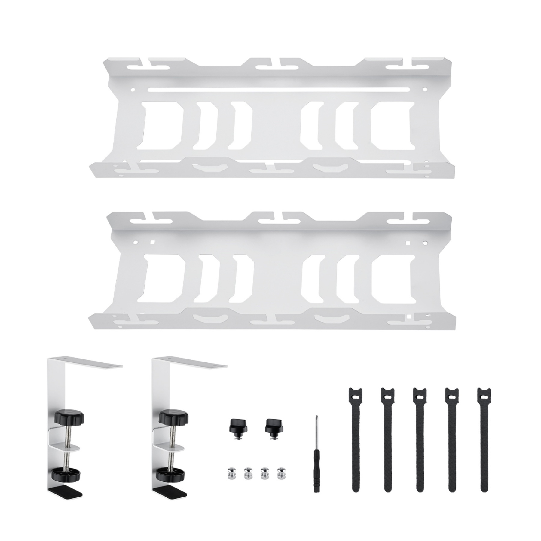 Extendable 45-72cm Under Desk Cable Management Tray Single Layer Cord Wire Power Holder Organizer White/Black