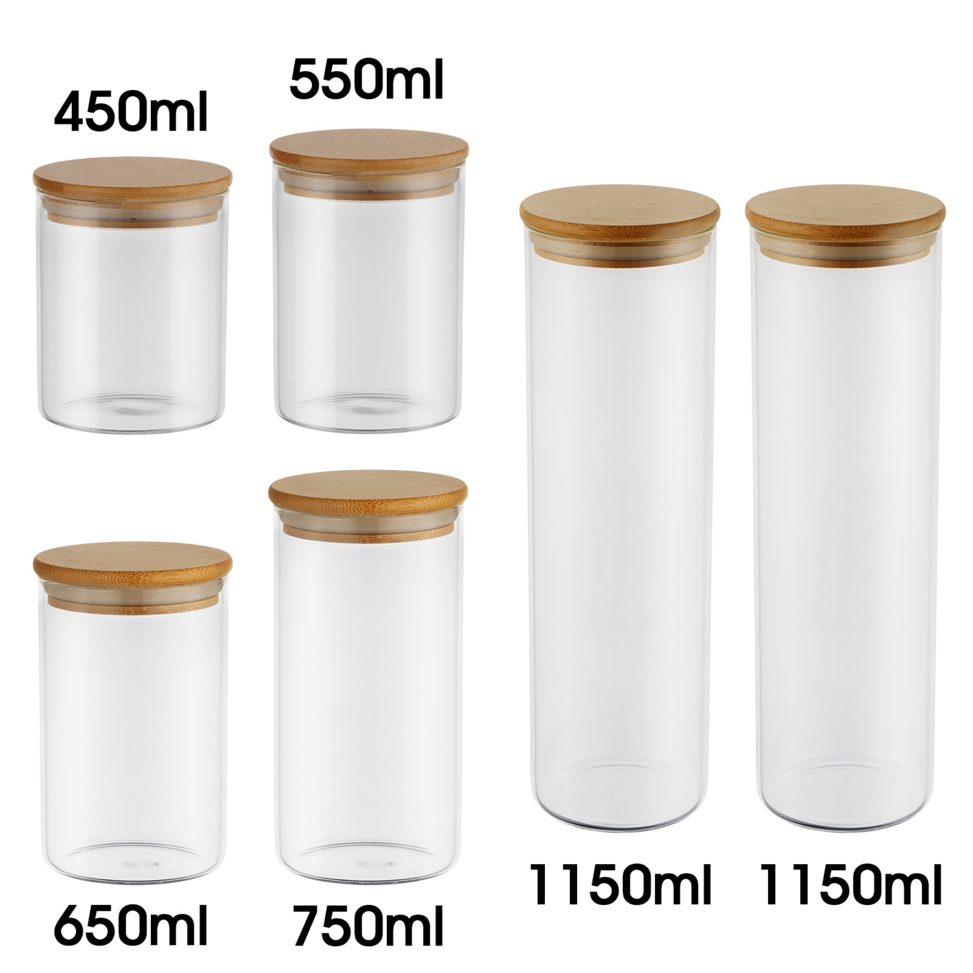 6PCs Airtight Glass Preserving Jars Candy Tea Coffee Bean Storage Container Canning Bottle Food Container