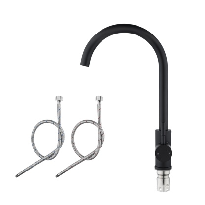 Stainless Steel Round Kitchen Sink Mixer Tap 360° Swivel Spout Laundry Basin Faucet Chrome/Matte Black