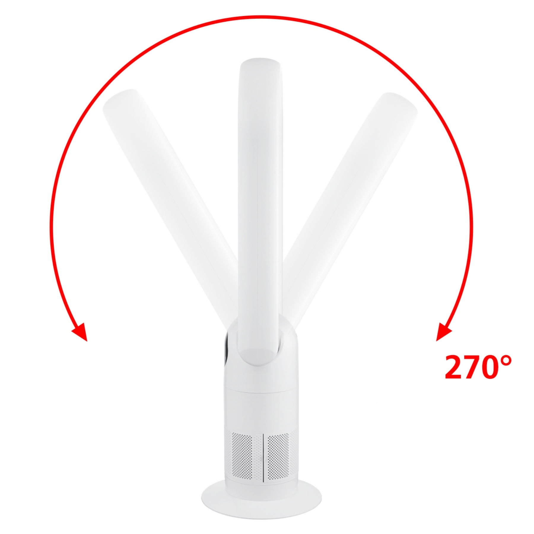 9 Speeds Freestanding Bladeless Oscillation Tilt  Fan Cool Hot Air Purification Remote Control White/Silver & Grey