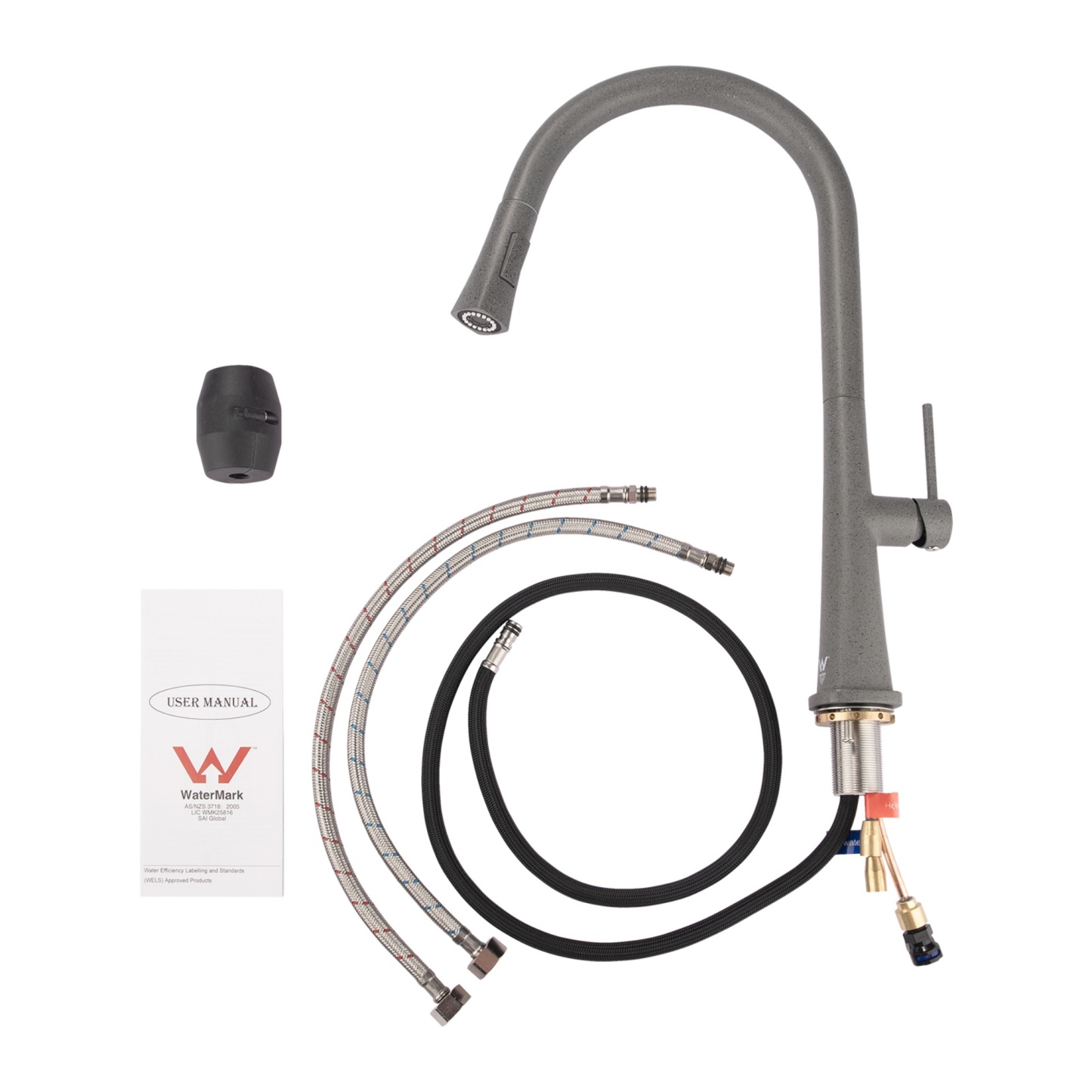 Brass 360° Swivel Pull-Out 2 Function Kitchen Sink Mixer Tap Laundry Basin Vanity Spout Faucet Chrome/Black/Granite Grey/White Granite