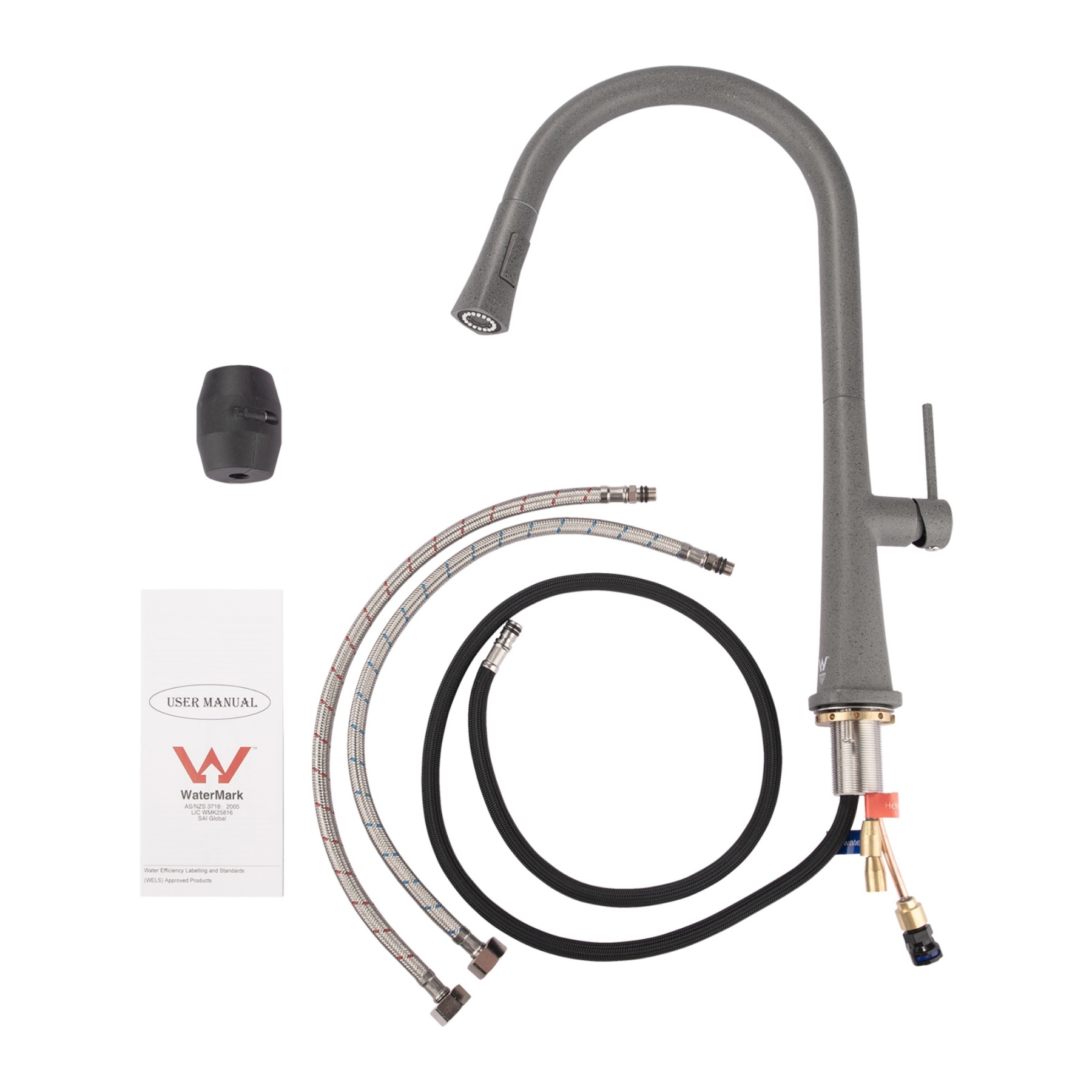 Brass 360° Swivel Pull-Out 2 Function Kitchen Sink Mixer Tap Laundry Basin Vanity Spout Faucet Chrome/Black/Granite Grey/White Granite