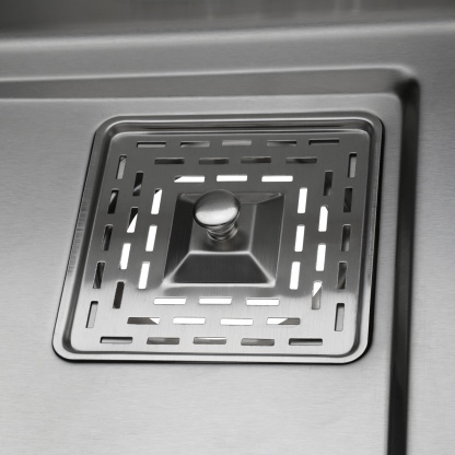 Stainless Steel Single Bowl Counter Top Control Kitchen Sink Smart Drainage Detachable Colander Satin Brush/Dark Grey/Yellow Gold