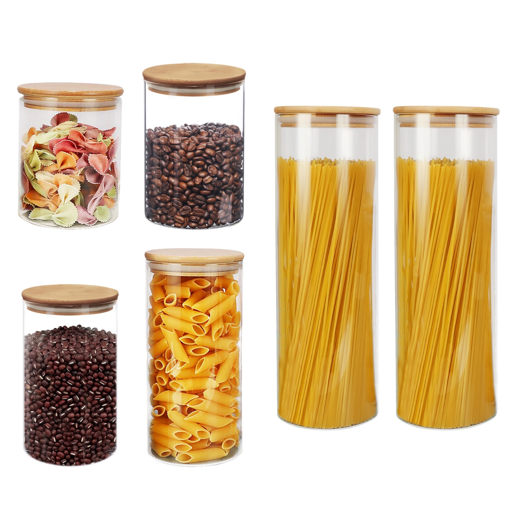 6PCs Airtight Glass Preserving Jars Candy Tea Coffee Bean Storage Container Canning Bottle Food Container