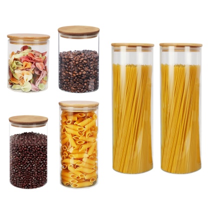 6PCs Airtight Glass Preserving Jars Candy Tea Coffee Bean Storage Container Canning Bottle Food Container